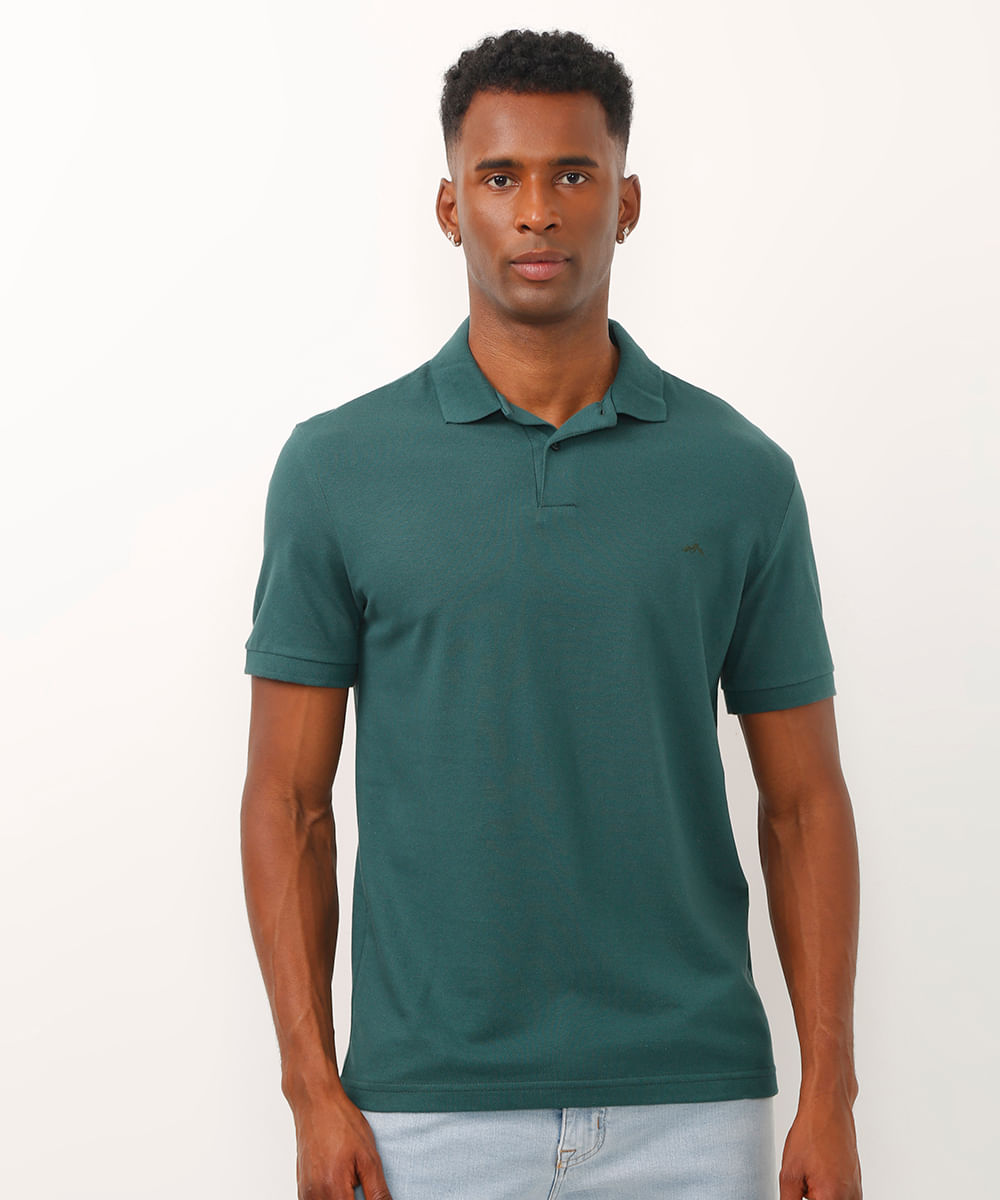 polo básica manga curta - verde escuro