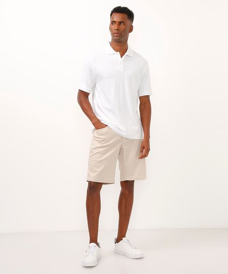 bermuda comfort de sarja com bolsos bege 36