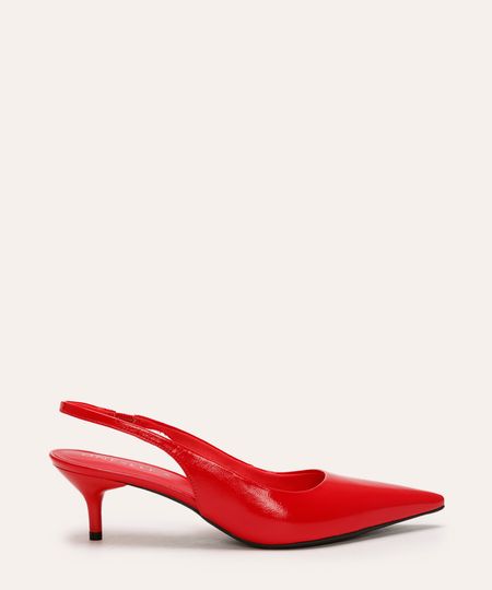scarpin salto baixo bico fino oneself vermelho 37