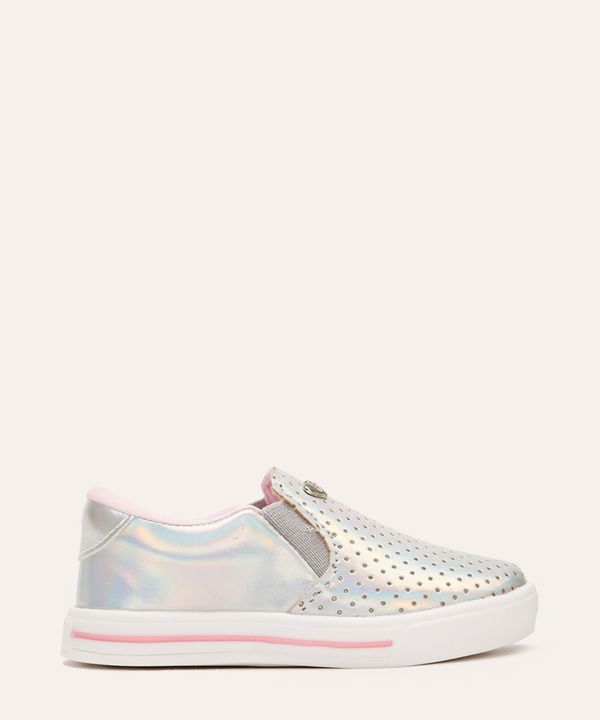 tênis slip on infantil metalizado prateado 22