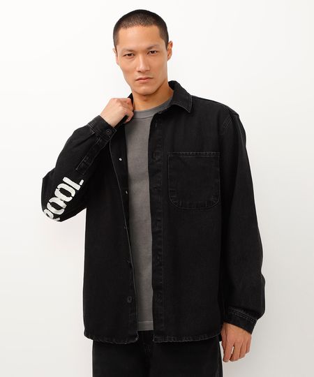 jaqueta jeans com bolso deadpool - preto GG jaqueta jeans com bolso deadpool - preto GG