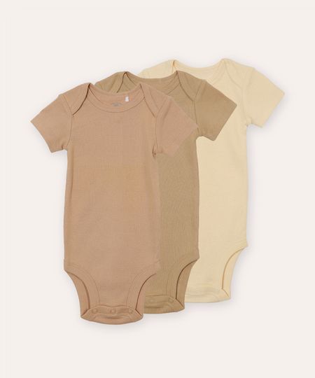 kit de 3 bodies de algodão infantil colorido 3-6