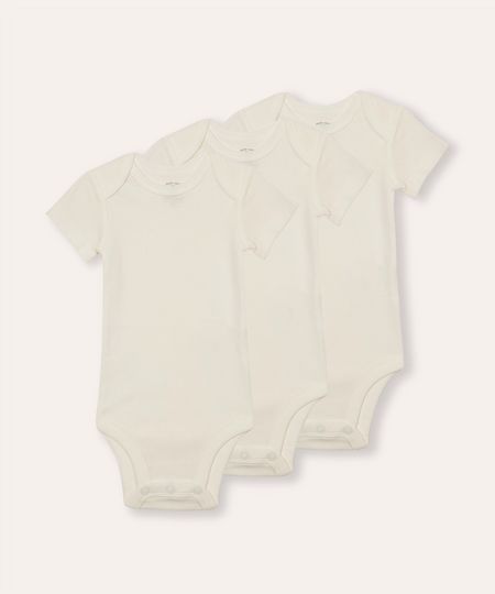kit de 3 bodies infantis manga curta off white 3-6