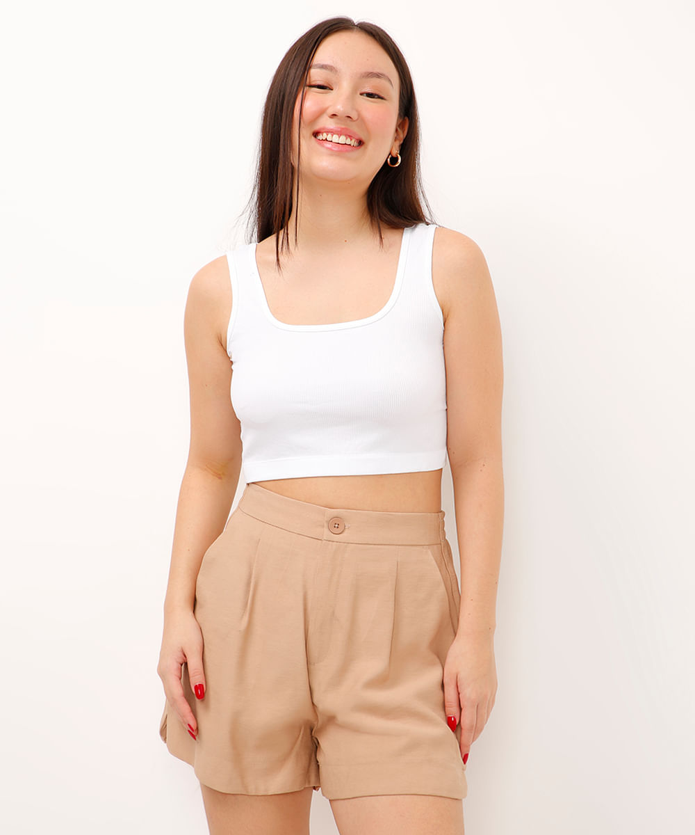 cropped regata juvenil canelado off white