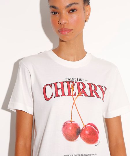 camiseta de algodão cherry mindset off white G