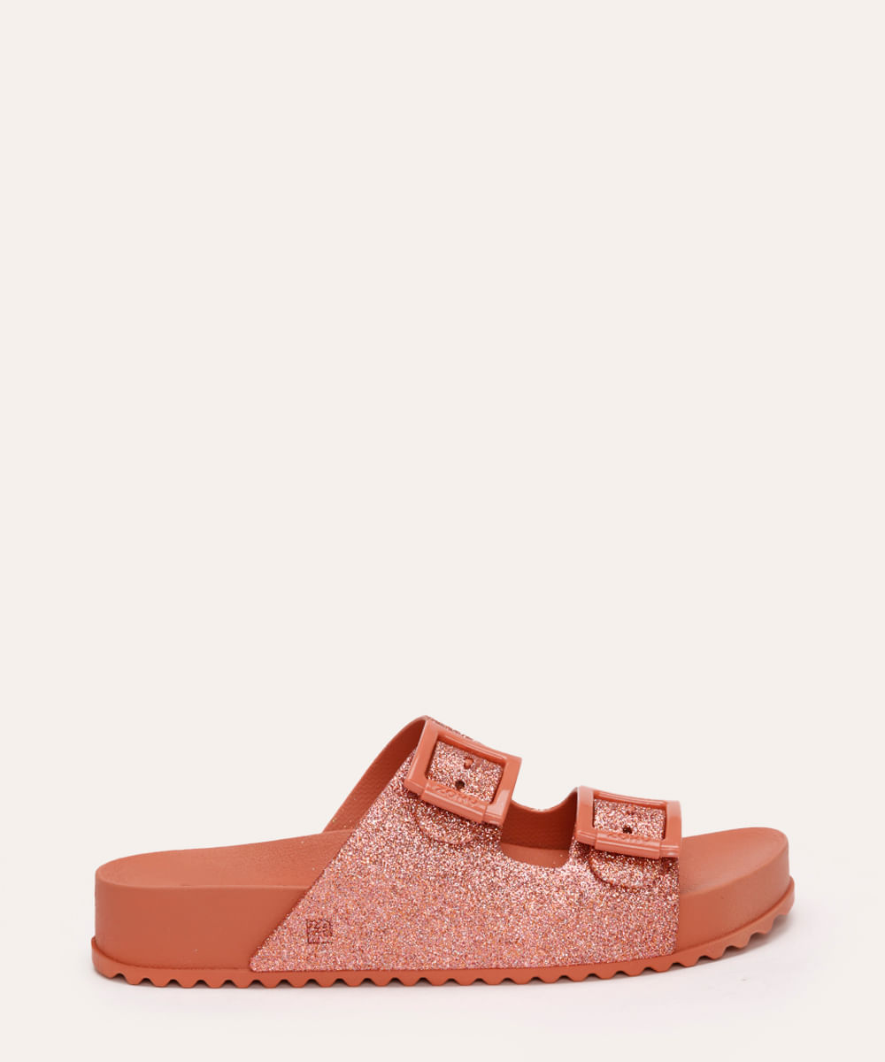rasteirinha suede com fivelas rosa