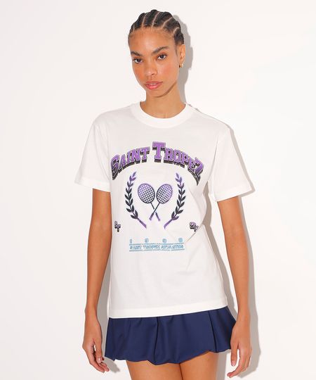 camiseta de algodão saint tropez mindset off white GG camiseta de algodão saint tropez mindset off white GG