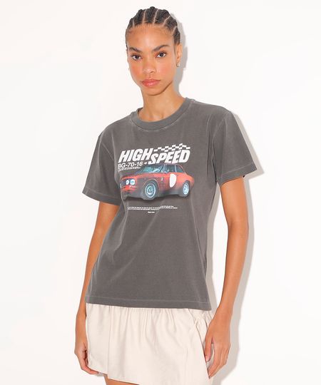 camiseta de algodão high speed mindset cinza PP