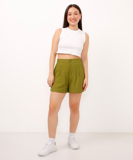 short de viscose cintura alta verde 10