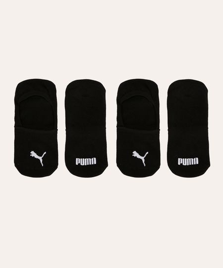 kit de 2 pares de meias invisível puma preto 34-38