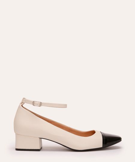 sapato boneca salto baixo bico quadrado via uno off white 35
