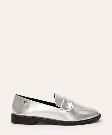 mocassim via uno metalizado prateado 35