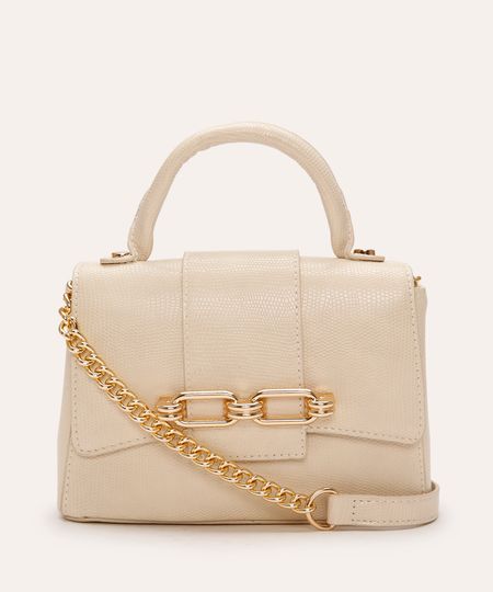 bolsa crossbody com corrente off white UNICO