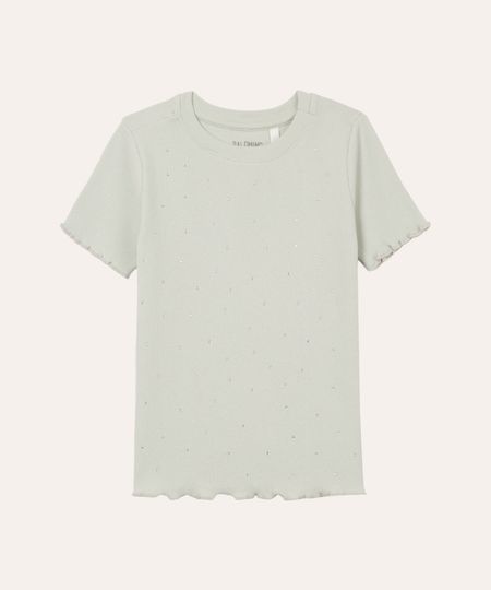 blusa infantil de algodão com brilho manga curta verde 6