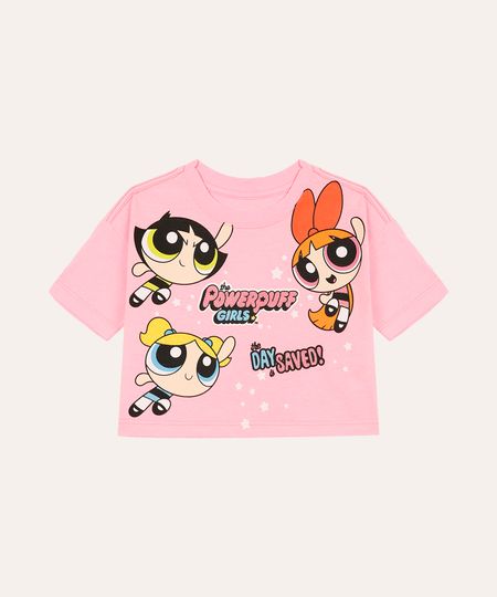 blusa de algodão infantil meninas super poderosas rosa 4