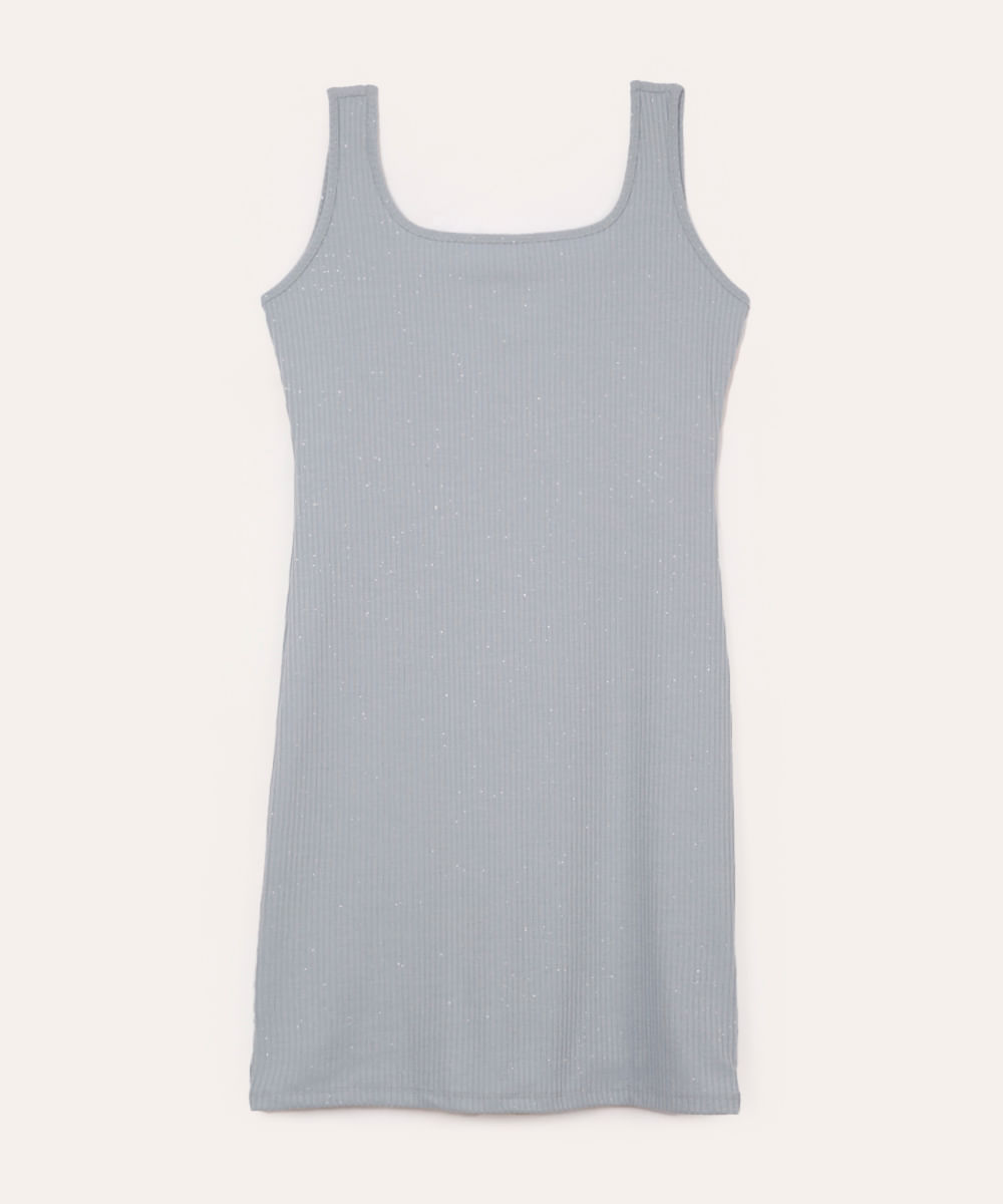 vestido juvenil canelado com brilho azul
