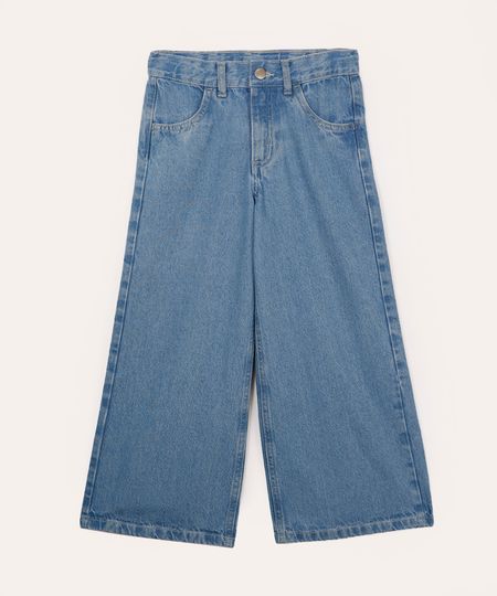 calça jeans wide leg infantil azul 4