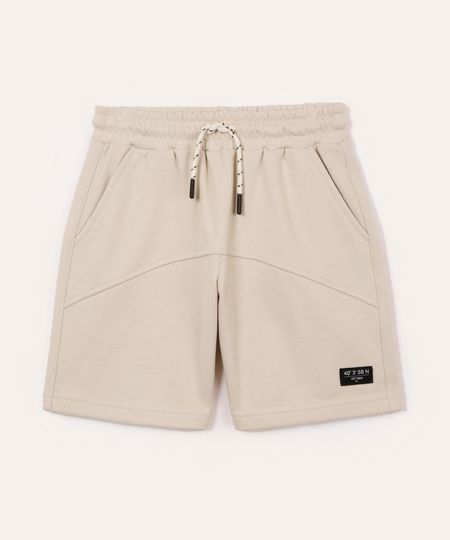 bermuda de moletom infantil com recortes bege 4 bermuda de moletom infantil com recortes bege 4