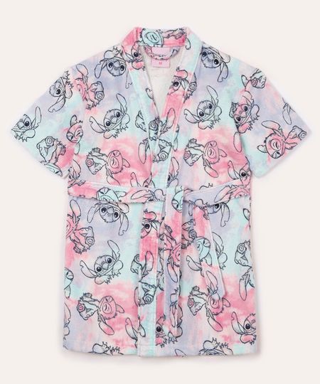 roupão infantil stitch tie dye colorido M