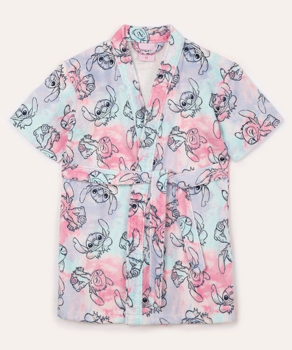 roupão infantil stitch tie dye colorido GG