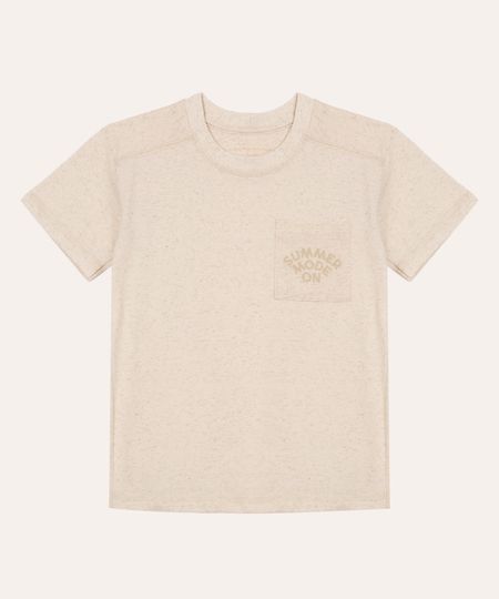 camiseta de algodão infantil summer bege 4