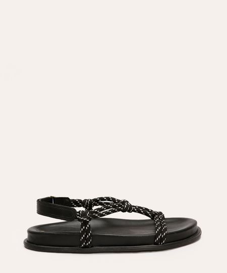 sandália tiras com nó oneself preta 36 sandália tiras com nó oneself preta 36