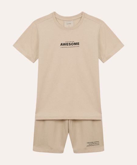 conjunto de algodão infantil awesome bege 4