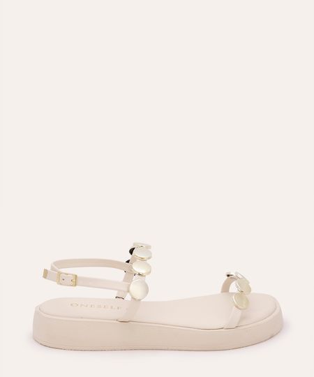 sandália flatform com tachas oneself off white 38 sandália flatform com tachas oneself off white 38