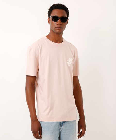 camiseta relaxed de algodão abundance is a mindset rosa M