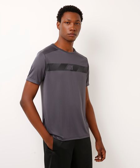 camiseta com faixa esportiva ace cinza G camiseta com faixa esportiva ace cinza G