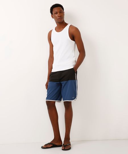 boardshort recorte com bolsos e cordão cinza 38