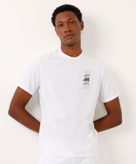 camiseta de algodão raglan esportiva ace branco P camiseta de algodão raglan esportiva ace branco P