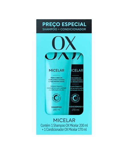 kit OX cosméticos micelar duo shampoo e condicionador UNICO kit OX cosméticos micelar duo shampoo e condicionador UNICO