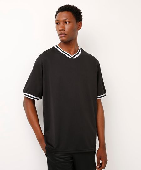 camiseta oversized gola v esportiva ace preta P