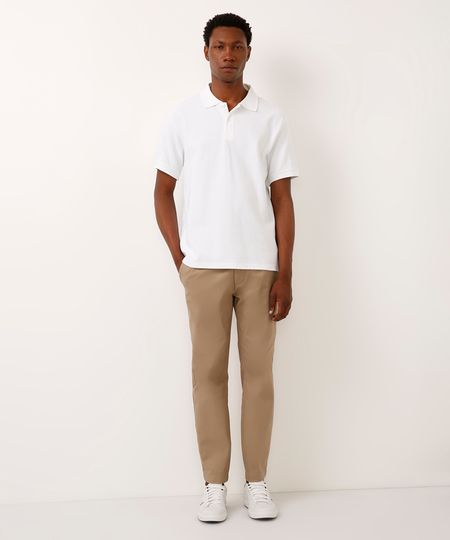 calça de sarja slim bege 44