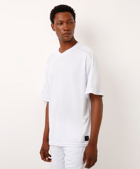 camiseta oversized com recorte esportiva ace branco P camiseta oversized com recorte esportiva ace branco P