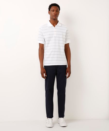 calça de sarja slim azul marinho 48