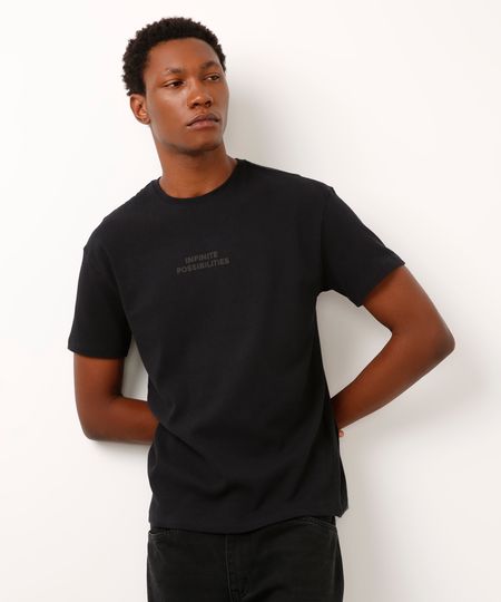 camiseta de algodão manga curta infinite possibilities preto PP
