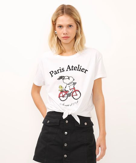 camiseta de algodão snoopy off white PP camiseta de algodão snoopy off white PP