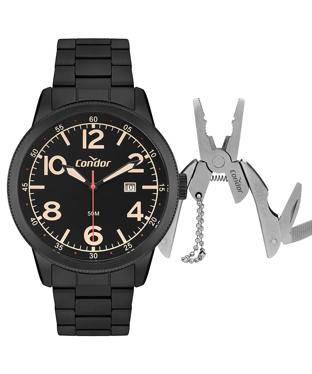 relógio analógico condor CO2115MXF preto