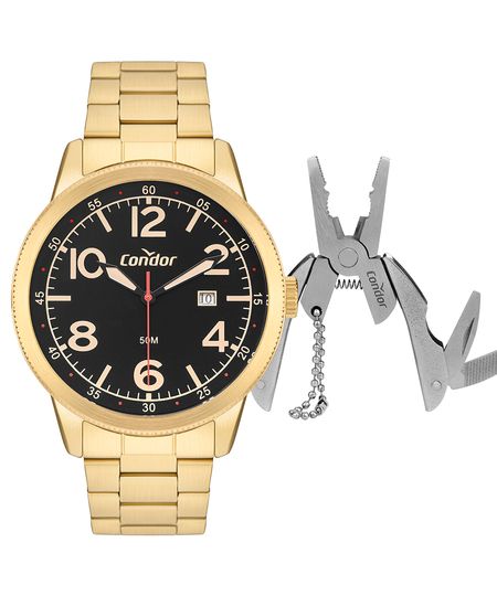 relógio analógico condor CO2115MXD dourado UNICO