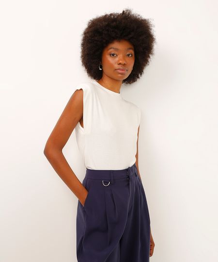blusa muscle tee de viscose canelada off white P