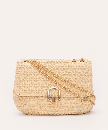 bolsa shoulder de palha alça corrente bege claro Único bolsa shoulder de palha alça corrente bege claro Único