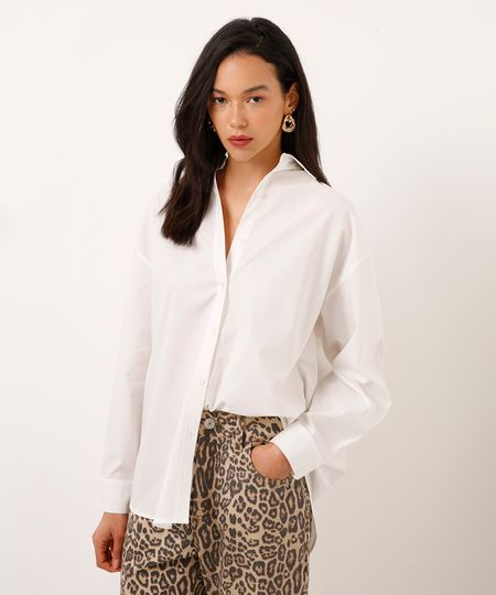 camisa de algodão oversized off white PP