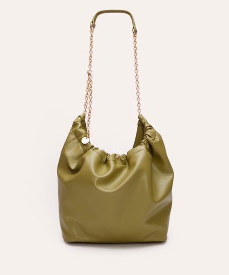 bolsa shoulder slouchy com alça corrente verde UNICO