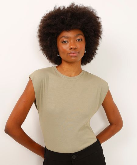 blusa muscle tee de viscose canelada verde PP