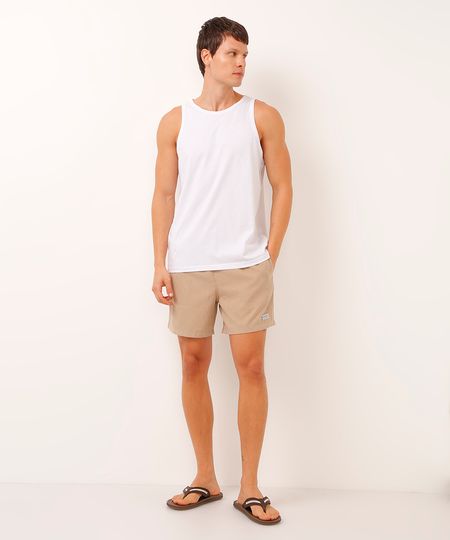 bermuda de suede com bolsos bege P bermuda de suede com bolsos bege P