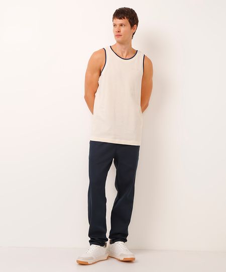 calça jogger de linho com bolso azul M calça jogger de linho com bolso azul M