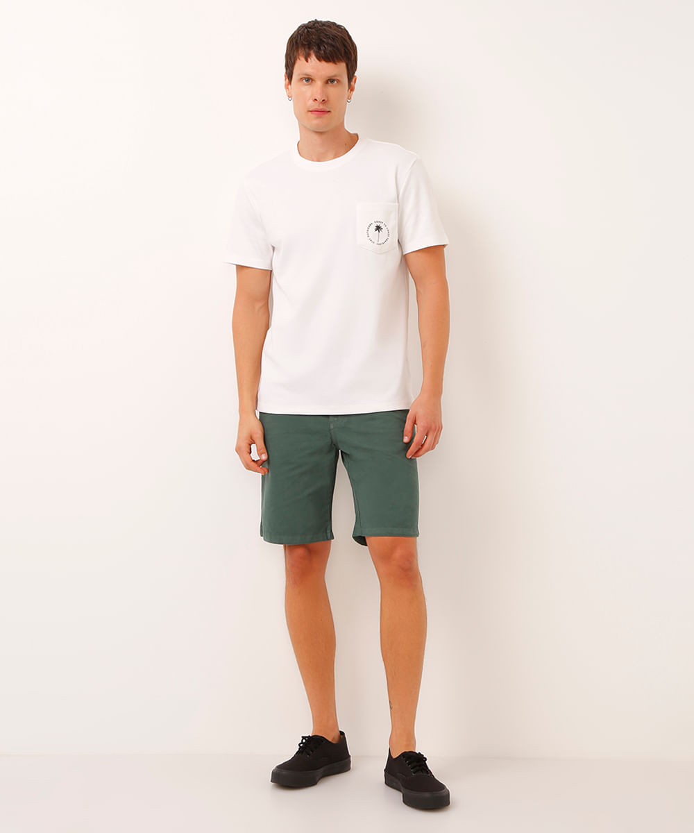 bermuda reta de sarja chino verde