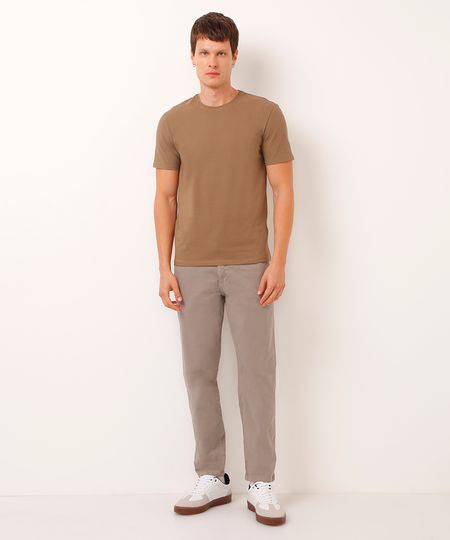 calça chino slim masculina de sarja cinza 40